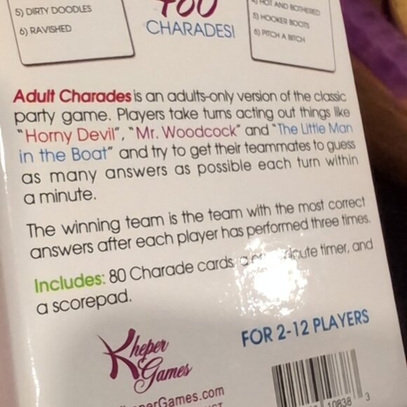 3/$20 Adult Charades Game Naughty Party Guessing Fun 2-12 Players Kheper Games - Picture 11 of 11